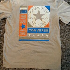 Converse Beige T-Shirt with Blue and Orange Graphics